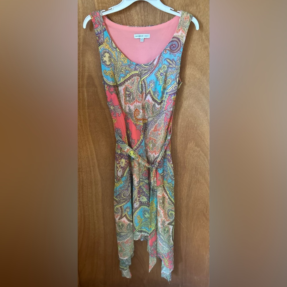 Y2K Robbie Bee Asymmetrical Sleeveless Scoop Neck Boho Midi Dress